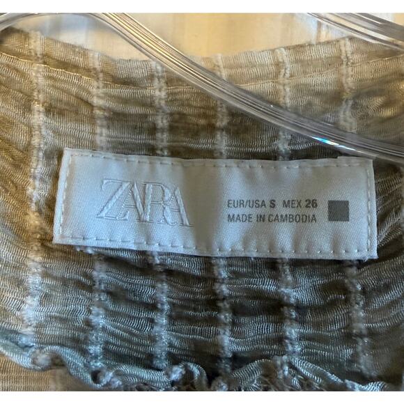 Zara Beige Sheer Textured Zip Up Lightweight Jacket - Picture 5 of 6